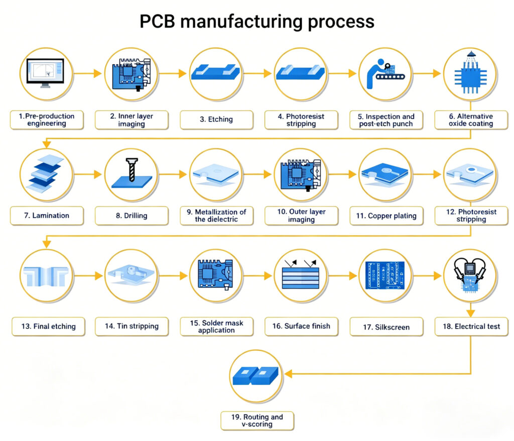 Step-by-step PCB manufacturing process