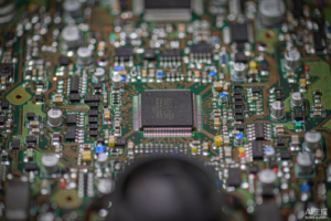 pcb board parts on an assembled circuit board